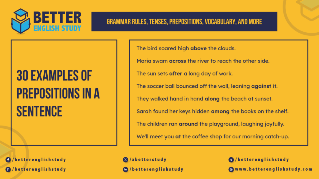 20 examples of preposition in a sentence to enhance clarity