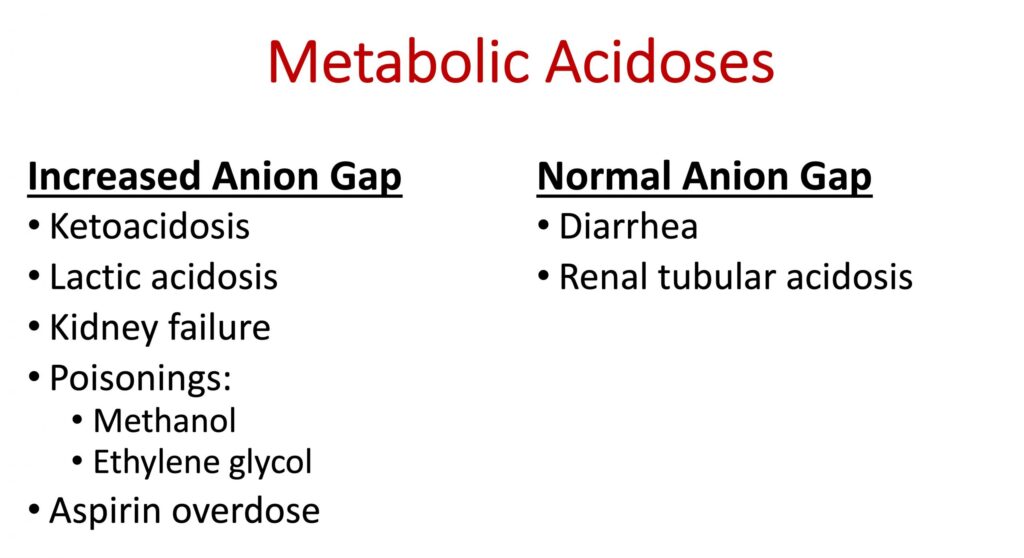 anion gap metabolic acidosis causes and examples