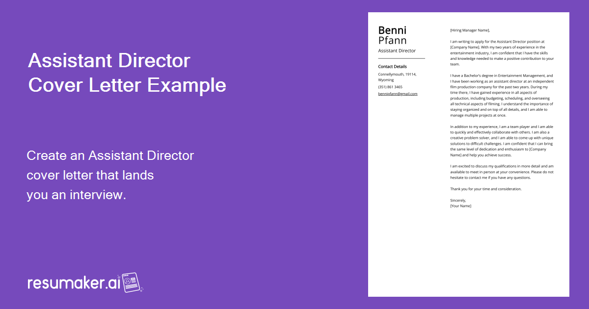 assistant director of student services cover letter examples