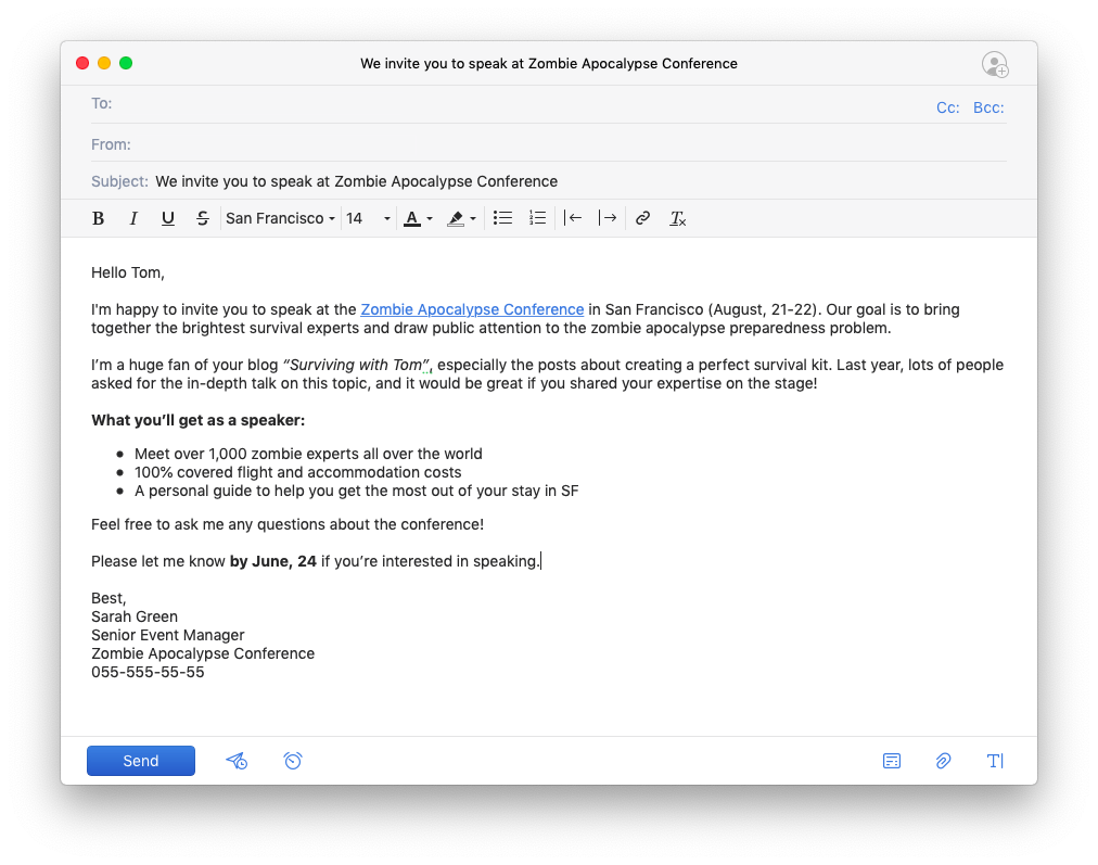 business email example for professional communication