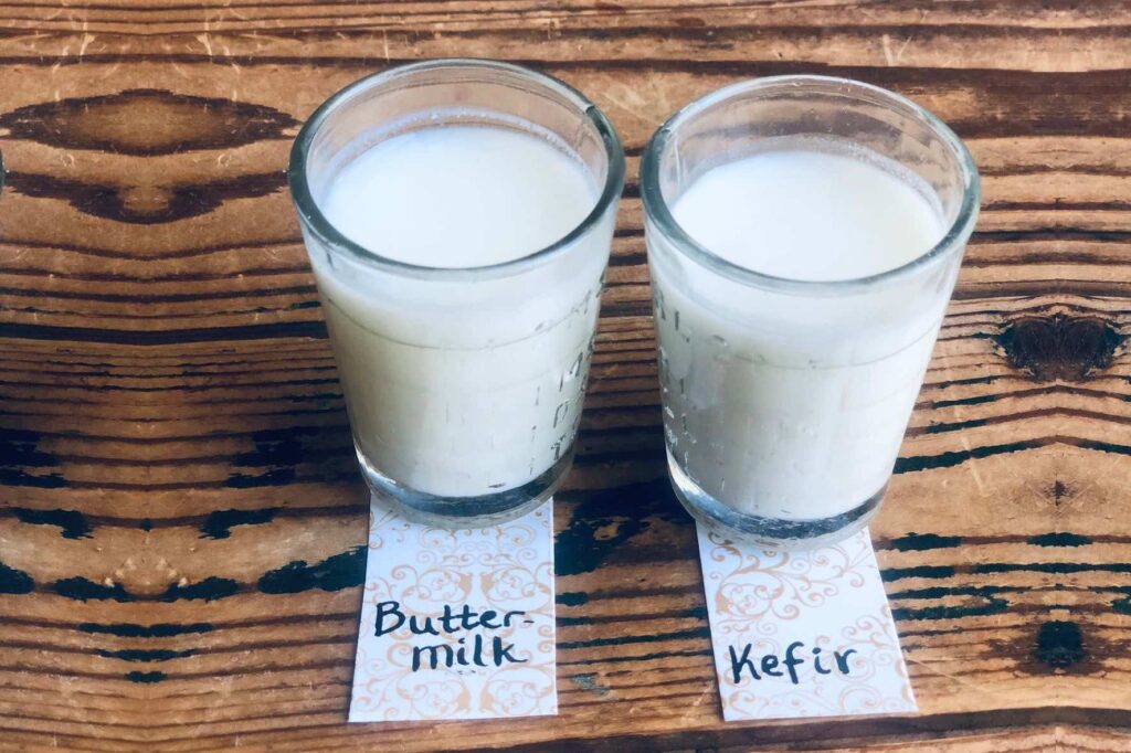 buttermilk and kefir are examples of healthy fermented drinks