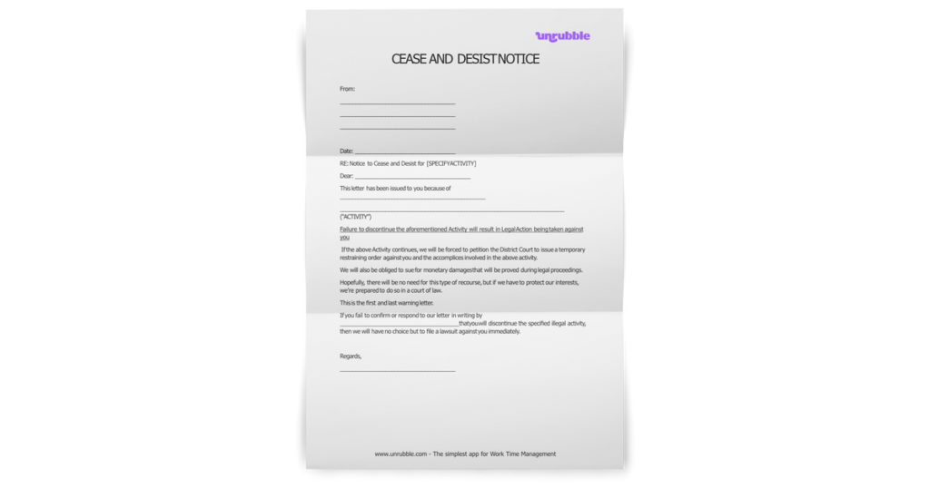 cease and desist letter template examples to use
