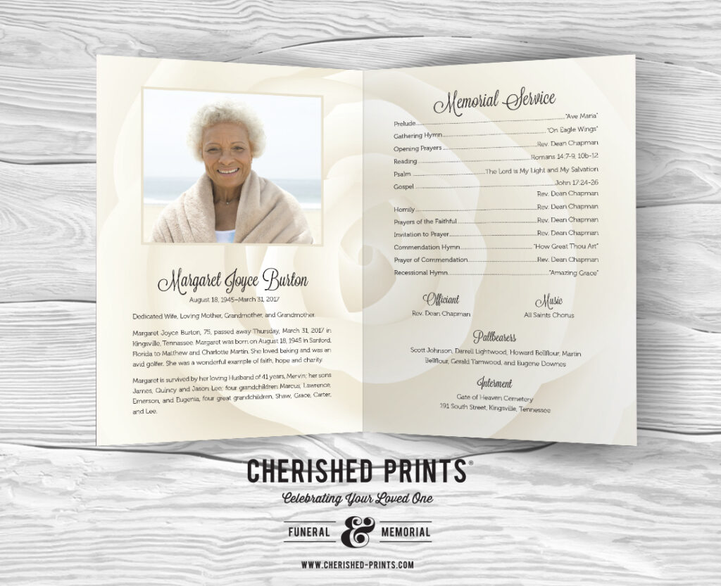 celebration of life program examples to honor loved ones
