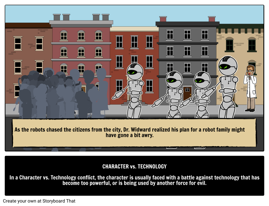 character vs technology examples in literature and film
