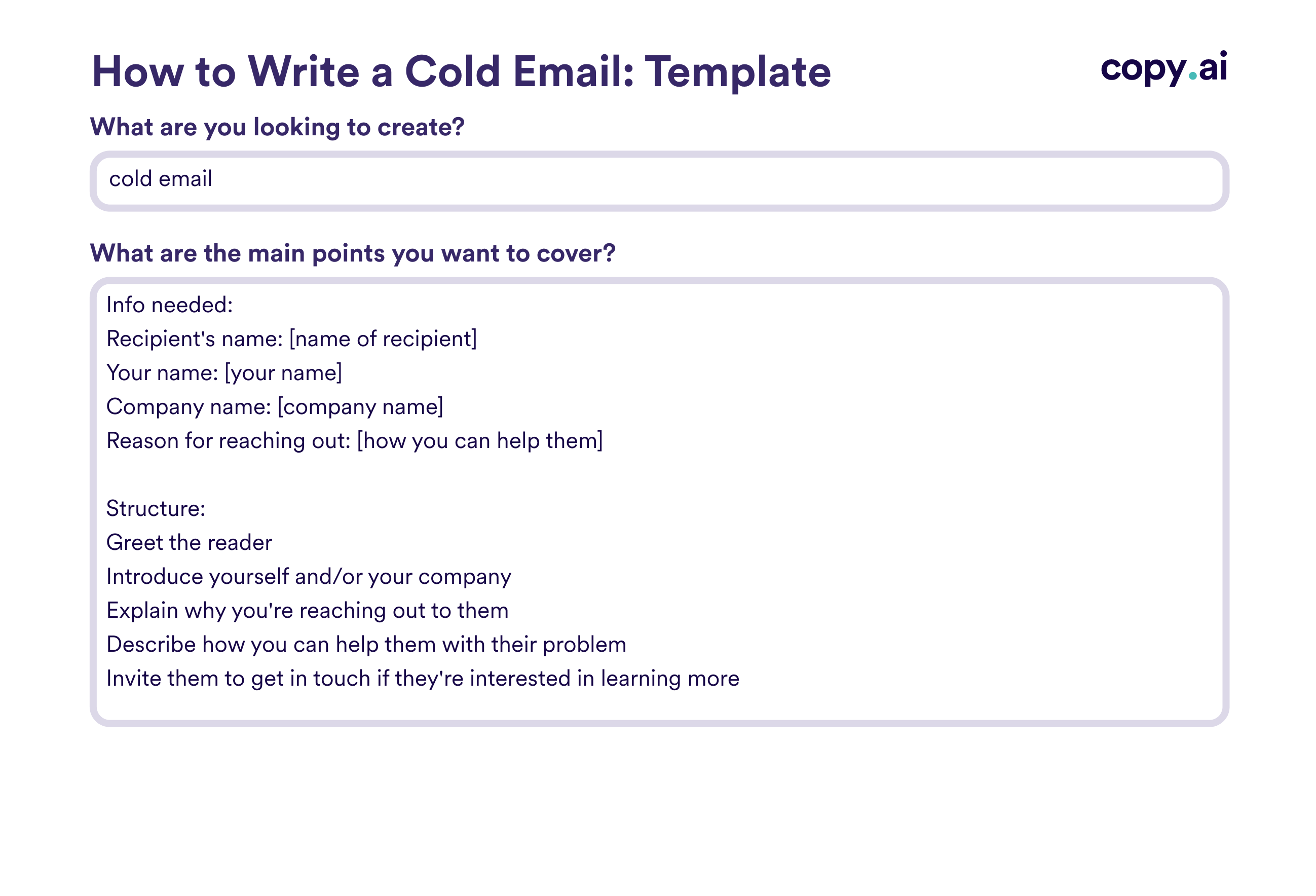 cold email template examples for better outreach
