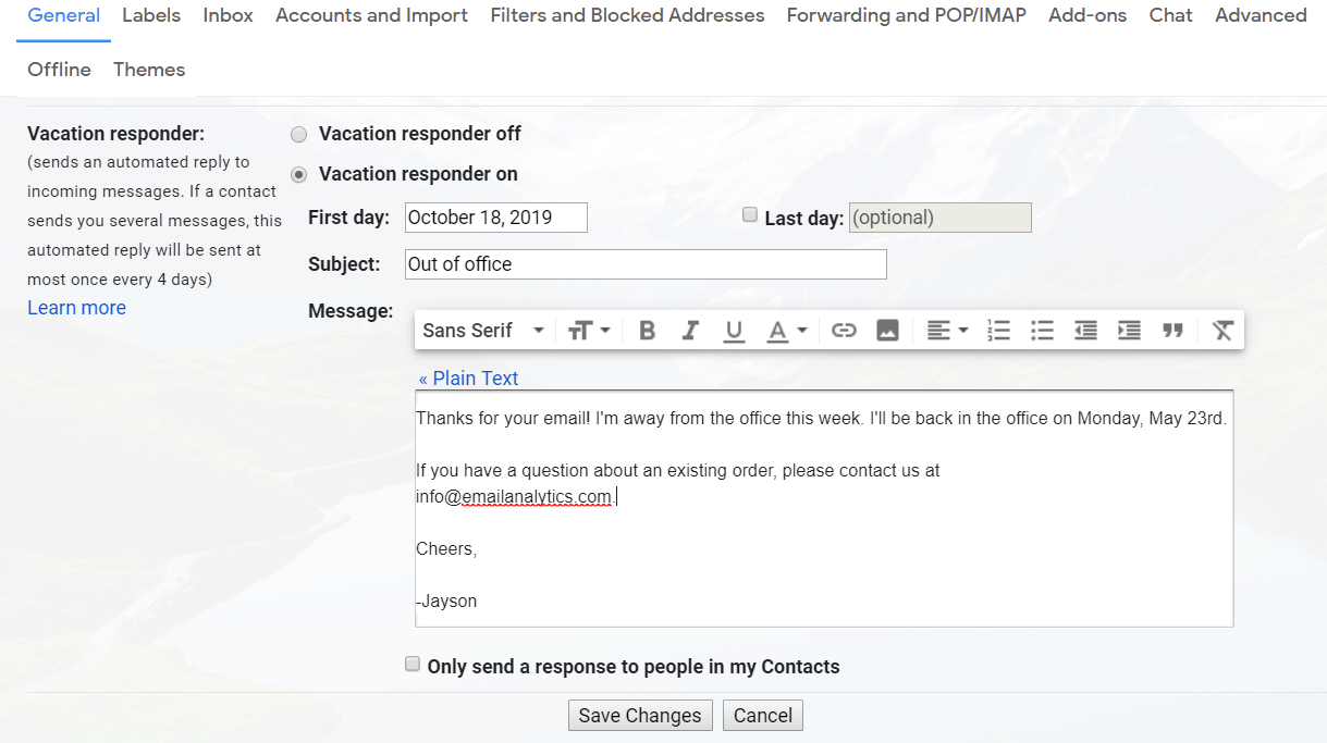 conference out of office message examples