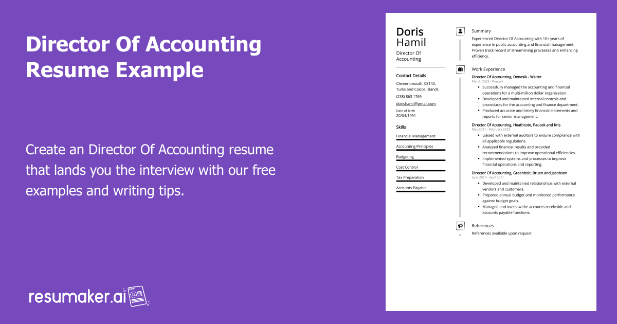 director of accounting resume examples to inspire you