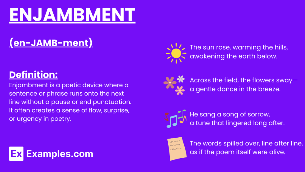 enjambment examples that enhance poetic meaning