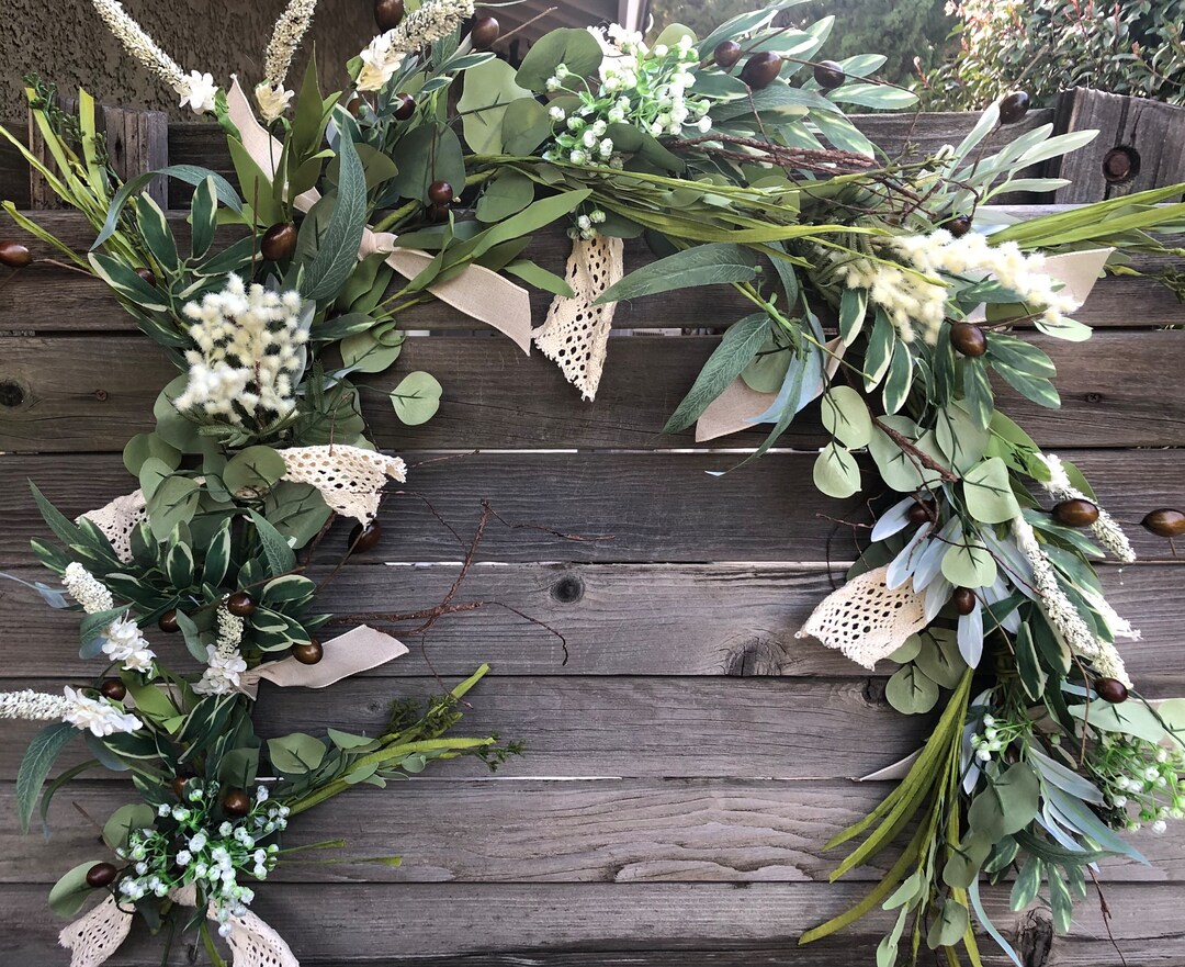 eucalyptus olive branch and myrtle floral arrangement materials