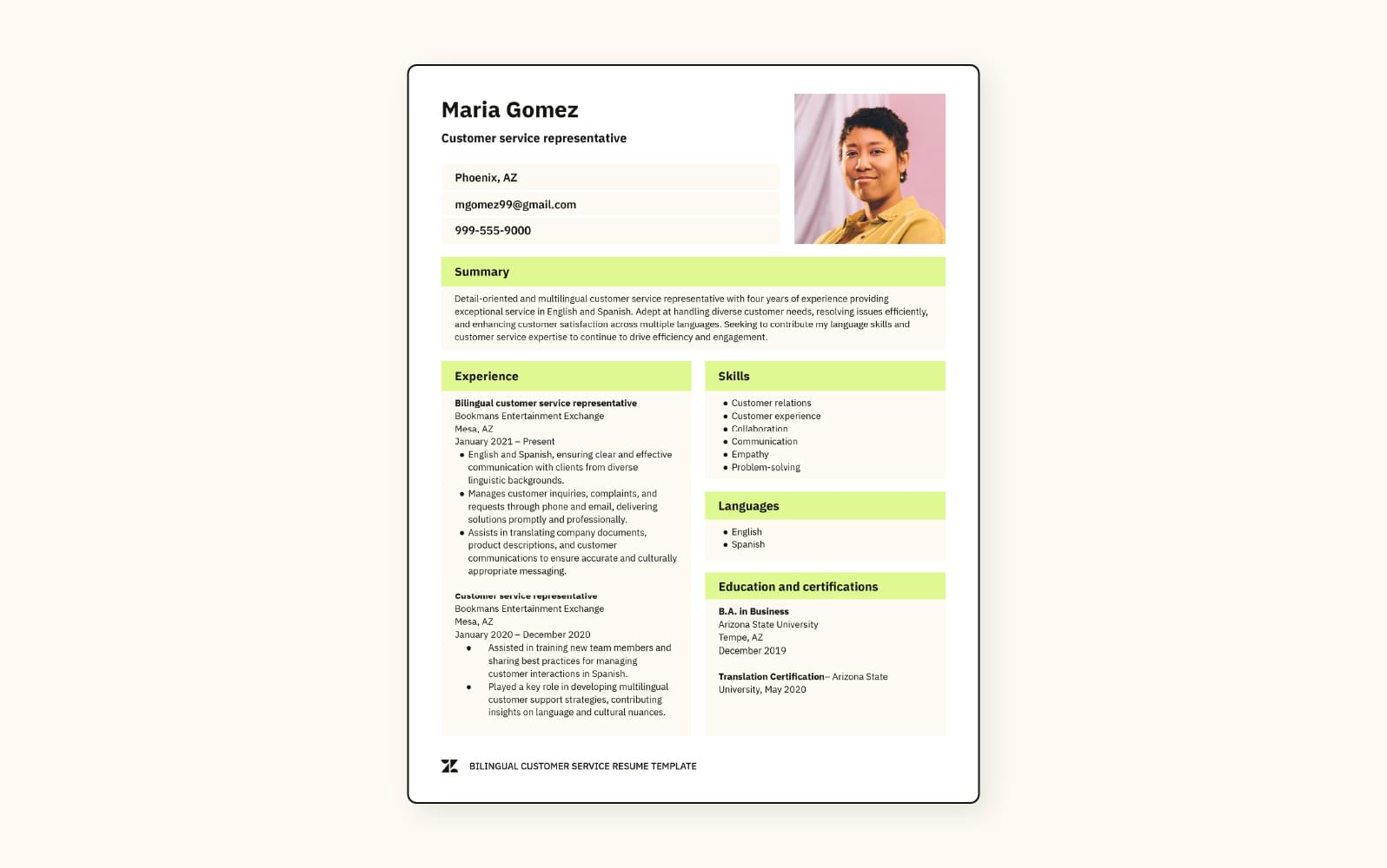 examples for a standout customer service resume