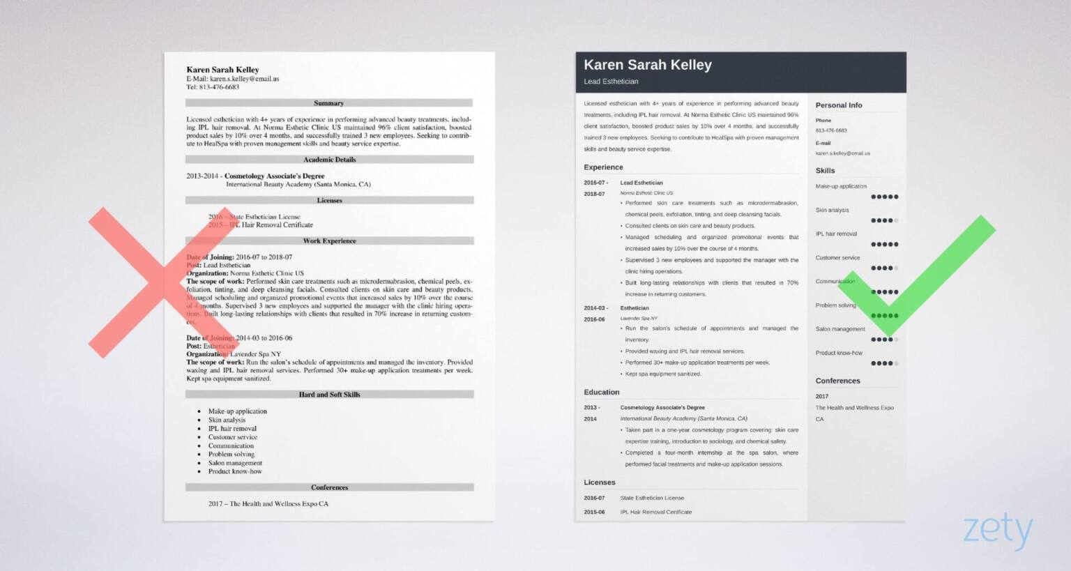 examples of a winning esthetician resume