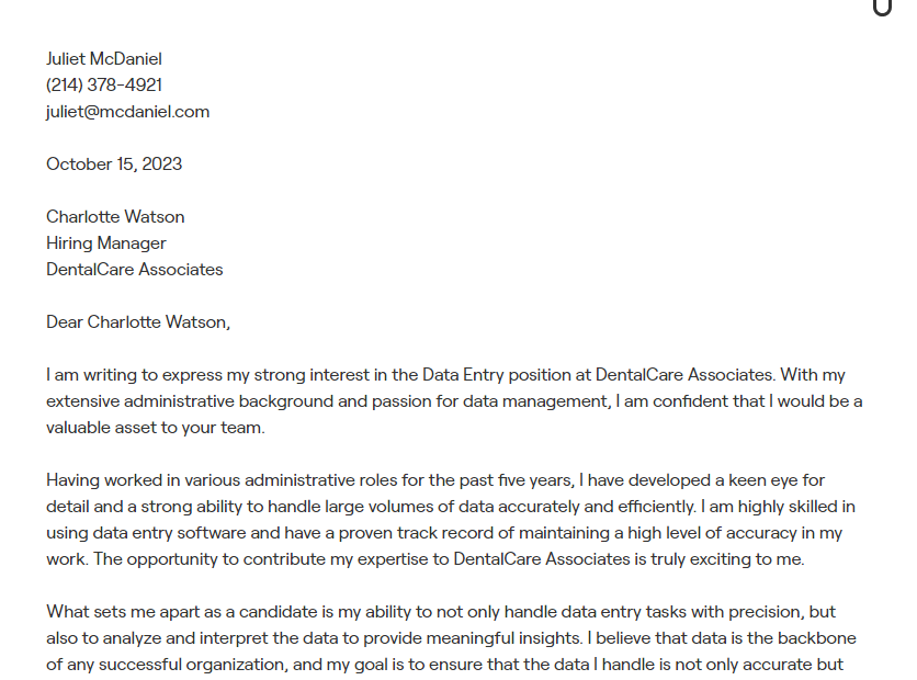 examples of administrative assistant cover letters
