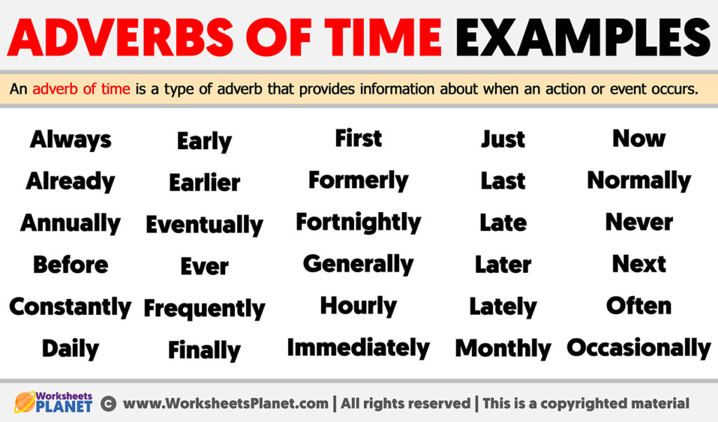 examples of adverb of time in sentences