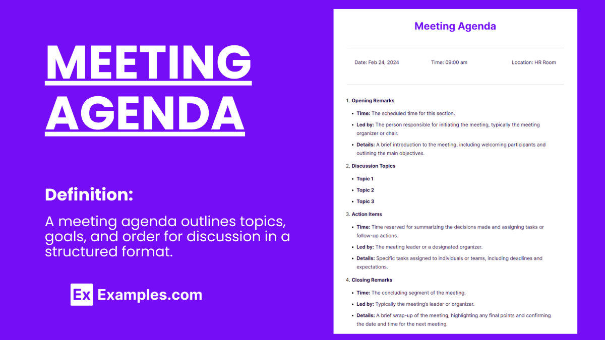 examples of an agenda for meeting success
