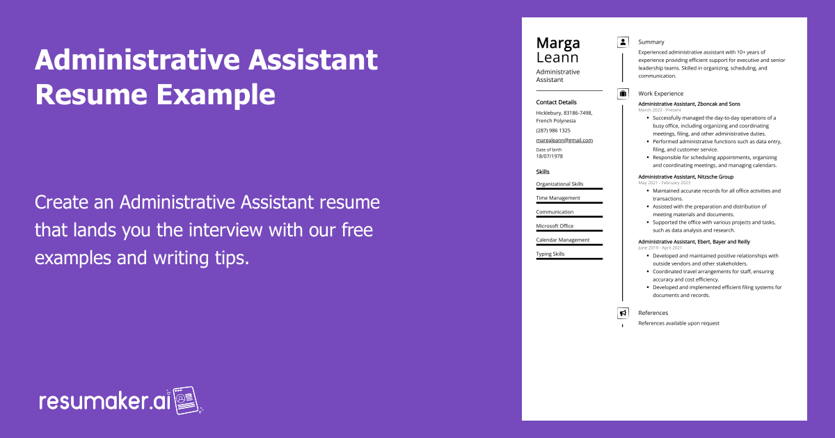 examples of an effective administrative assistant resume