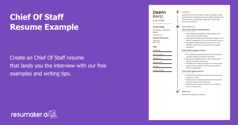 Examples of an Effective Chief of Staff Resume