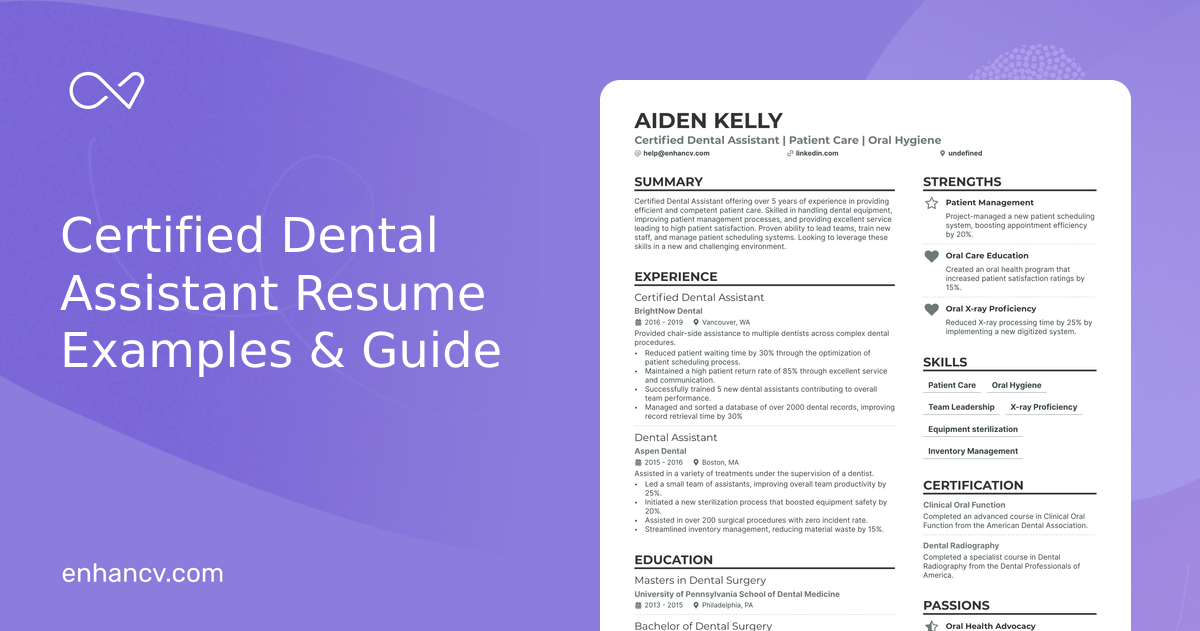 examples of an impressive dental assistant resume