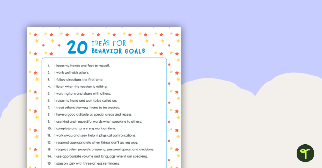 examples of behavioral goals for students