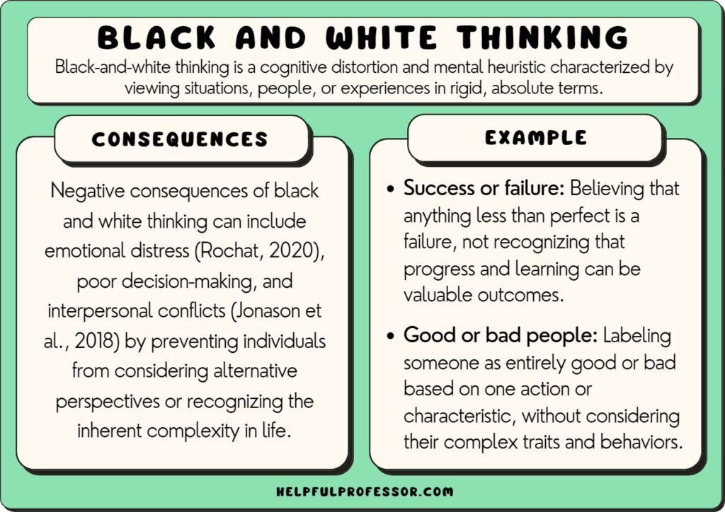 examples of black and white thinking in everyday life