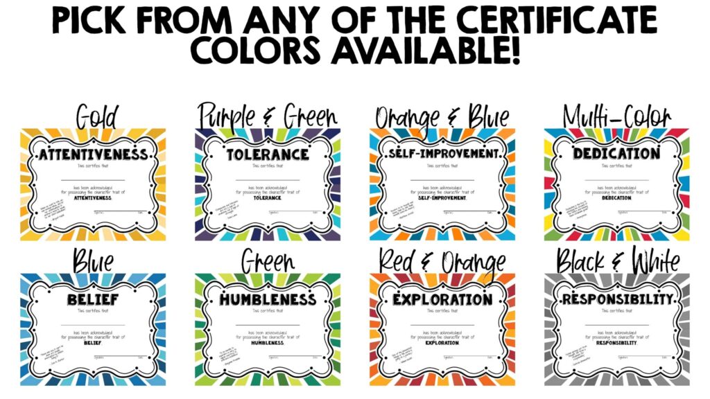 examples of character awards to honor excellence