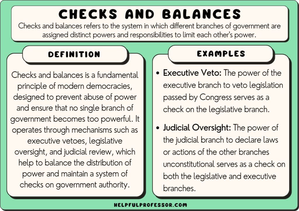 examples of checks and balances in democracy