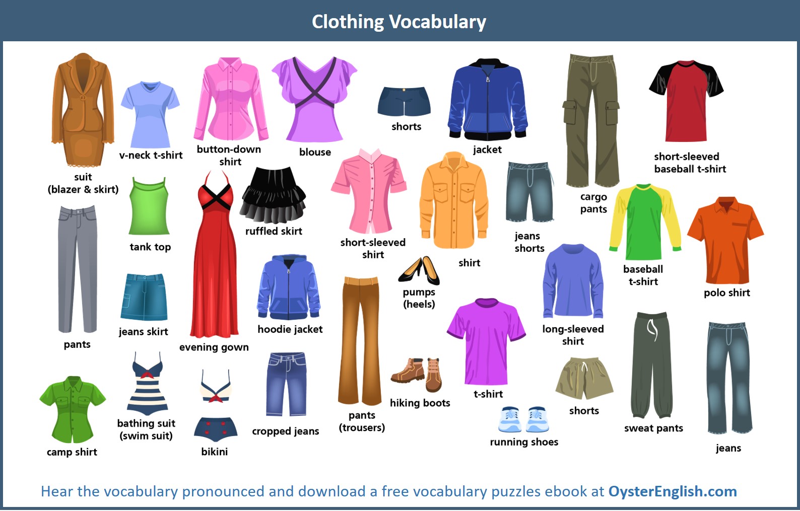 examples of clothes in english vocabulary