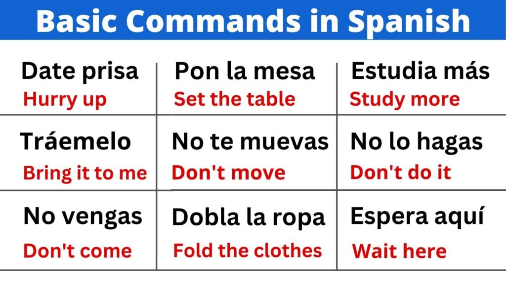 examples of commands in spanish for daily use