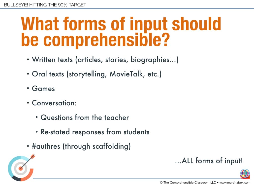 examples of comprehensible input for language learning