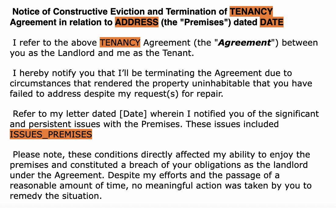 examples of constructive eviction in pa know your rights