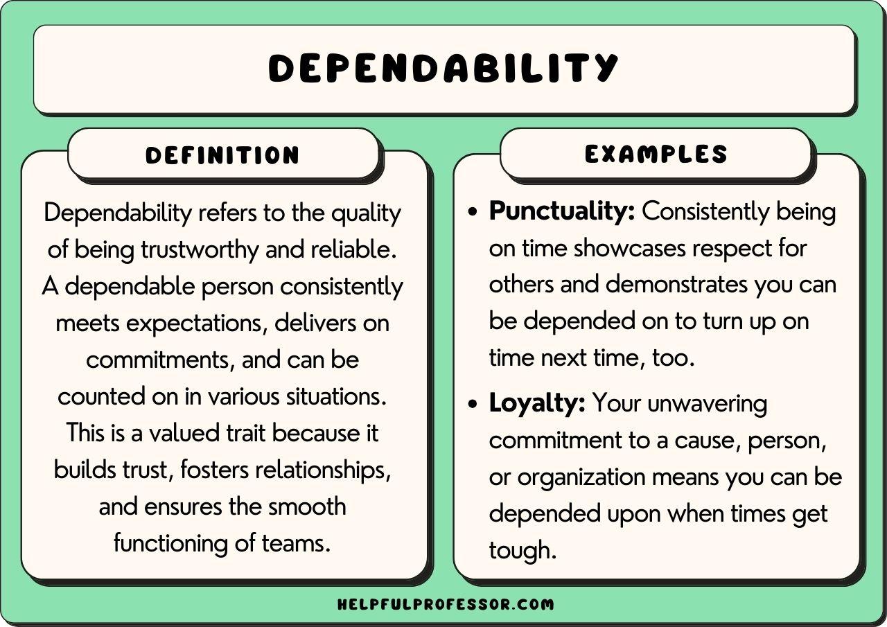 examples of dependability in relationships and work