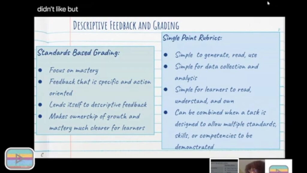 examples of descriptive feedback for students