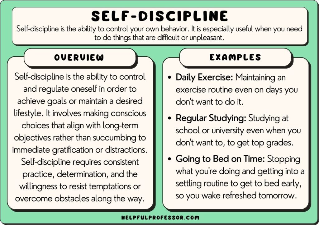 examples of discipline for success in life and work