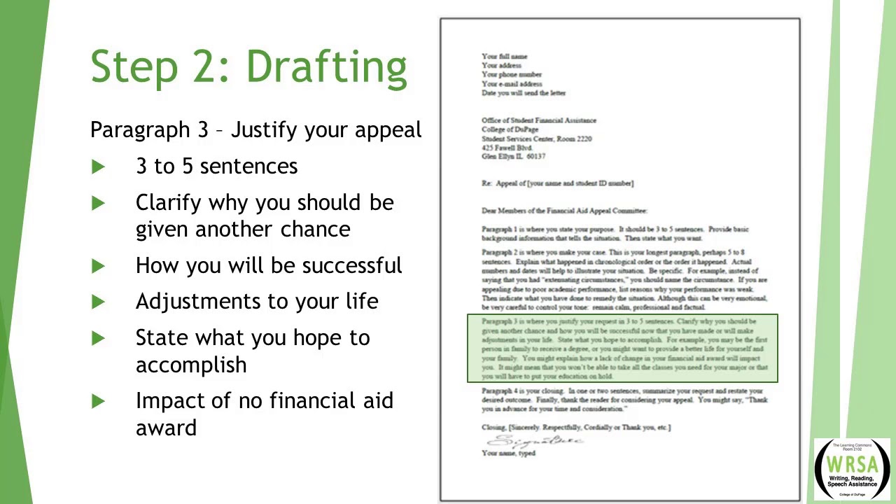 examples of effective appeal letters for financial aid