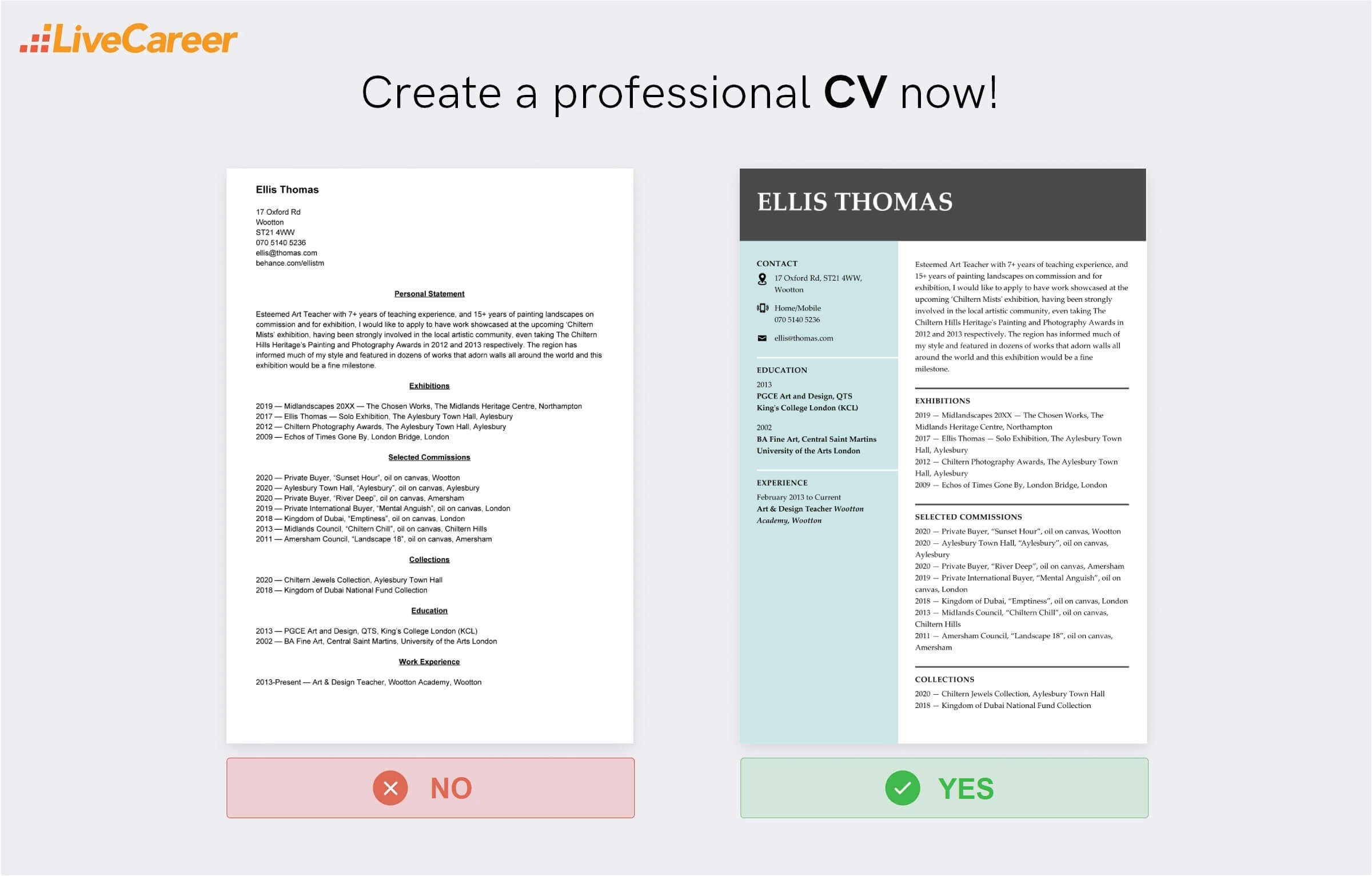 examples of effective artist cvs for career success