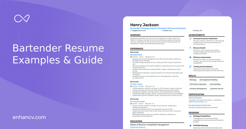 examples of effective bartender resumes for job seekers