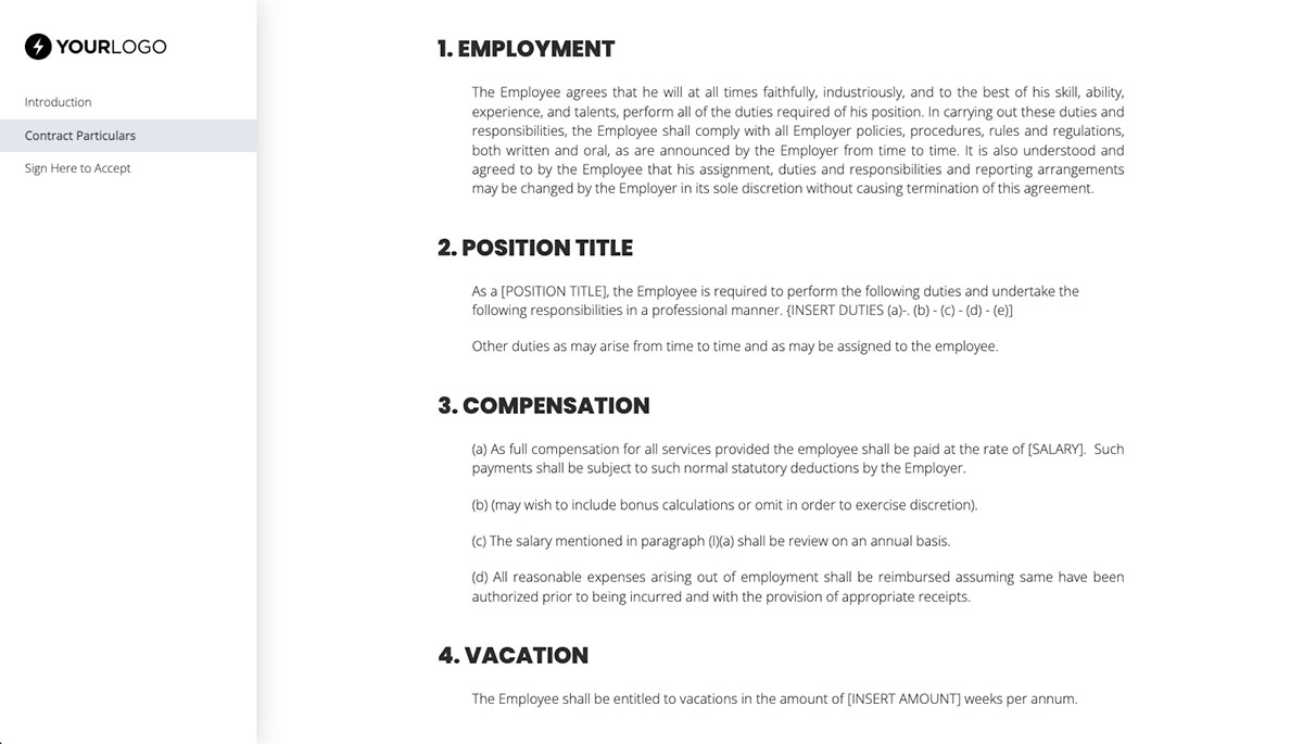 examples of employment contract templates