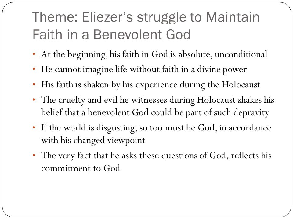 examples of faith in night by elie wiesel
