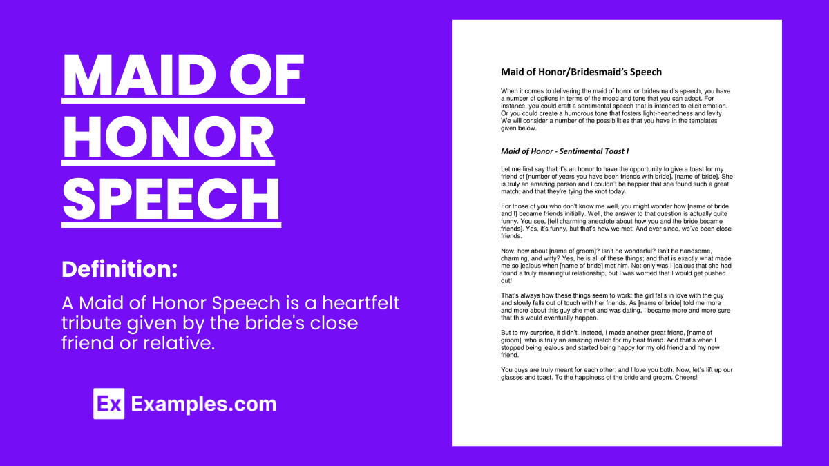examples of funny maid of honor speeches