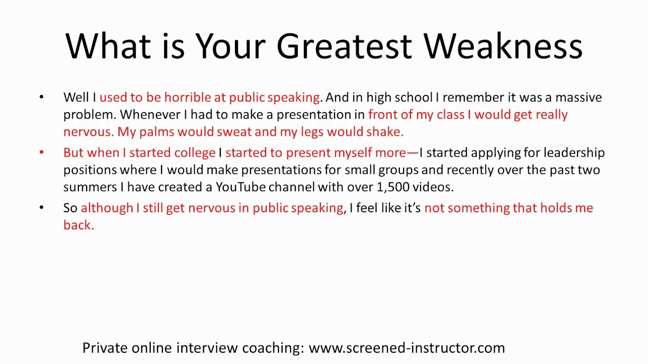examples of greatest weakness interview answers