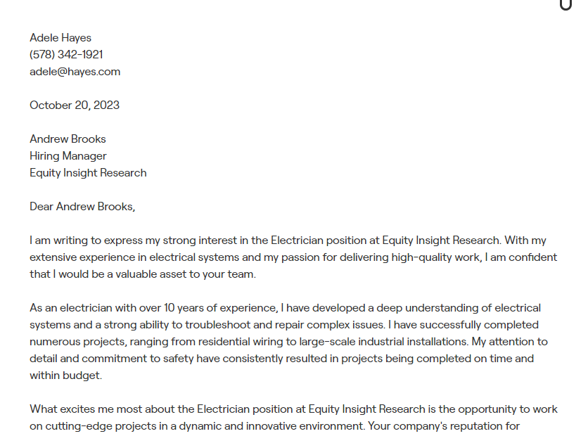 examples of house offer cover letters to stand out