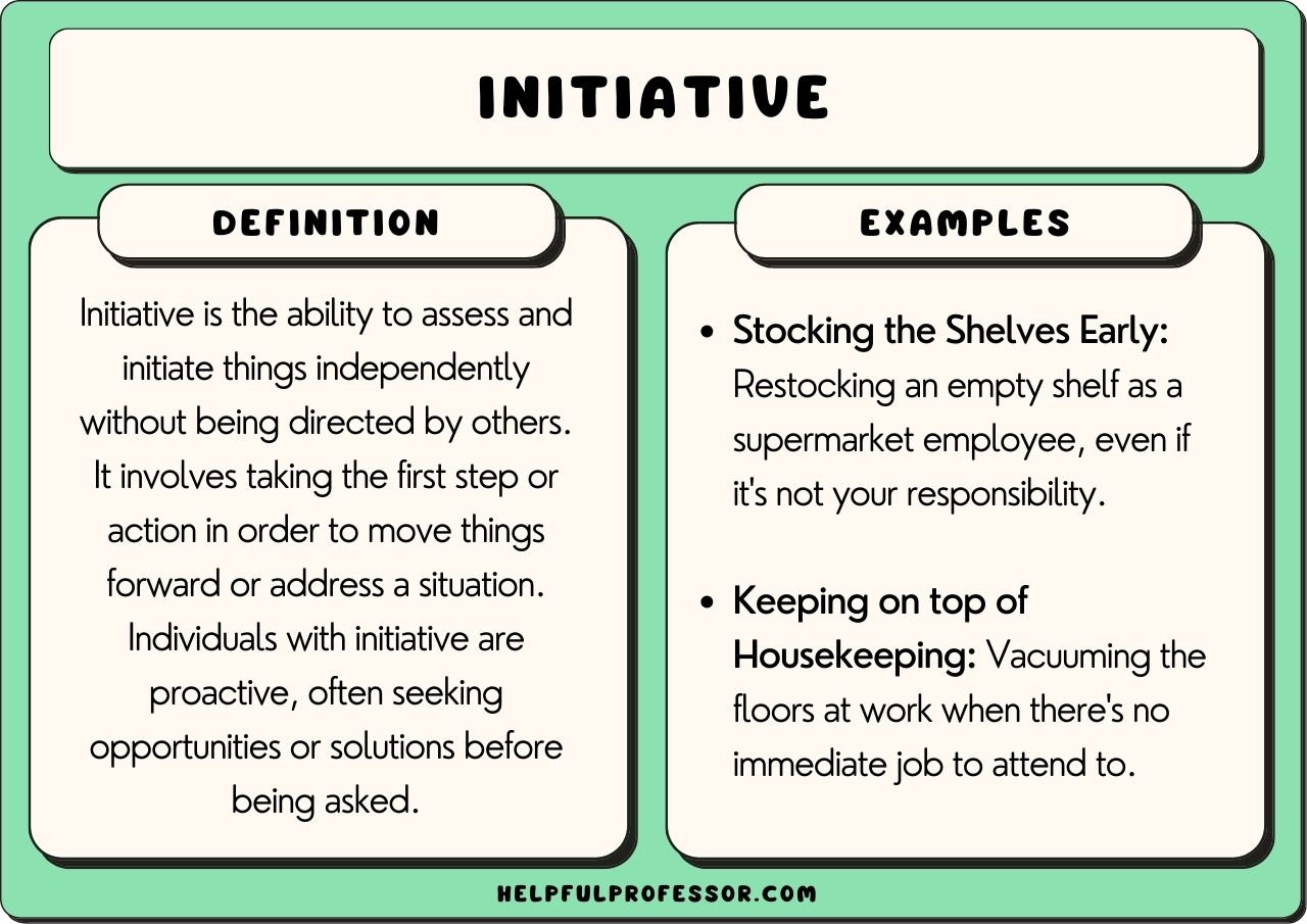 examples of how employees can take initiative in the workplace