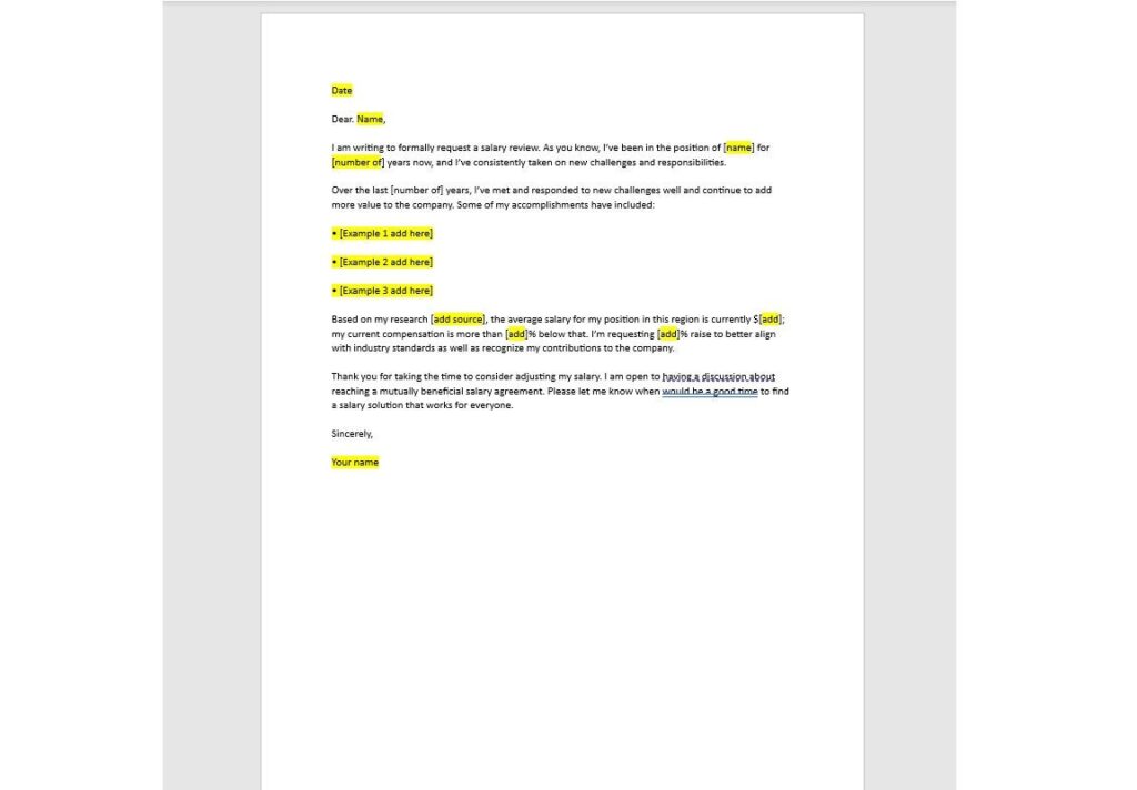 examples of how to ask for a raise in writing