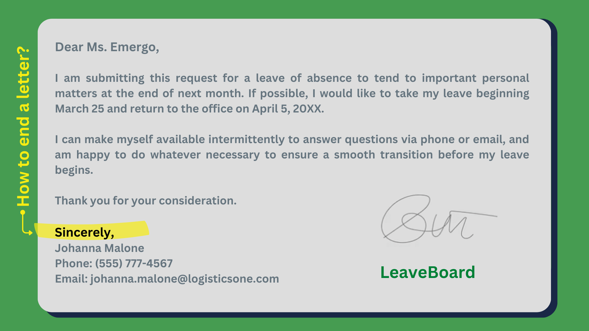 Examples of How to End a Letter Properly
