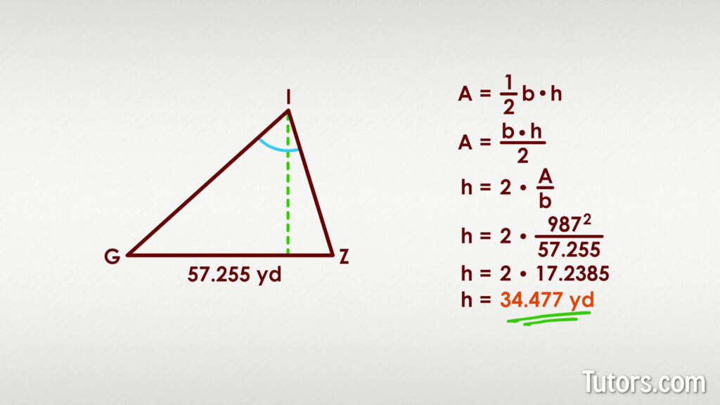 examples of how to find the height of a triangle