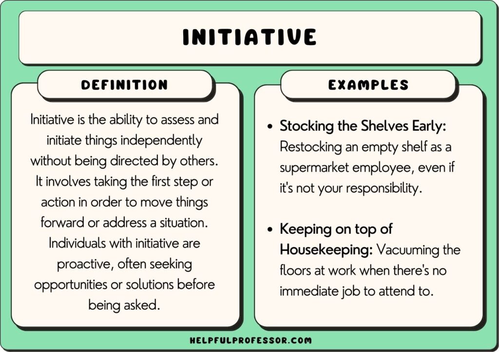 examples of initiative and self direction for success