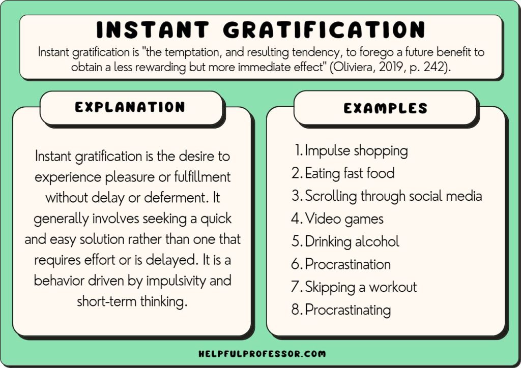 examples of instant gratification in everyday life