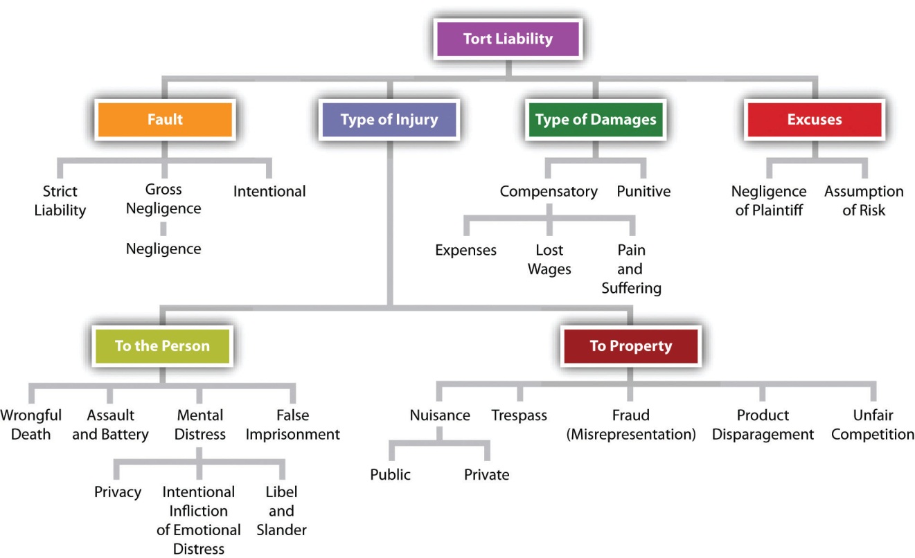 examples of intentional torts except in legal contexts