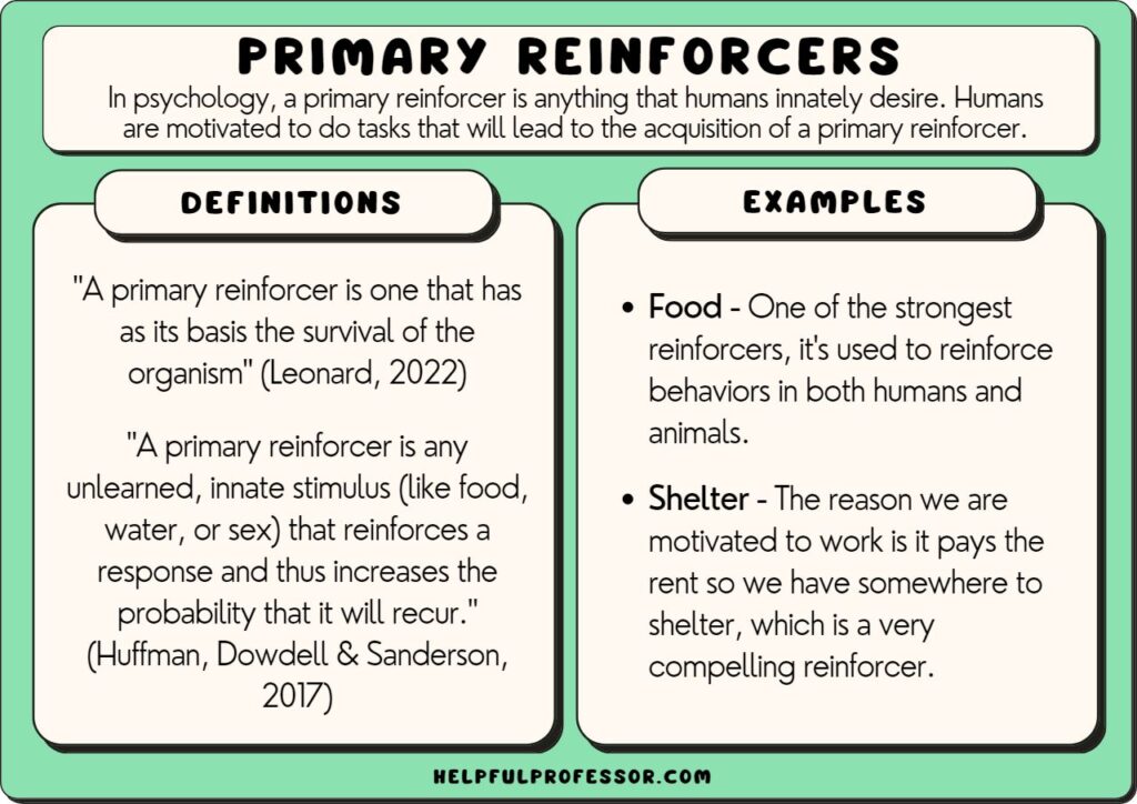 examples of primary reinforcers except a you should know