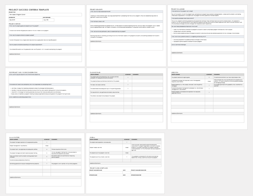 examples of requirements for successful projects