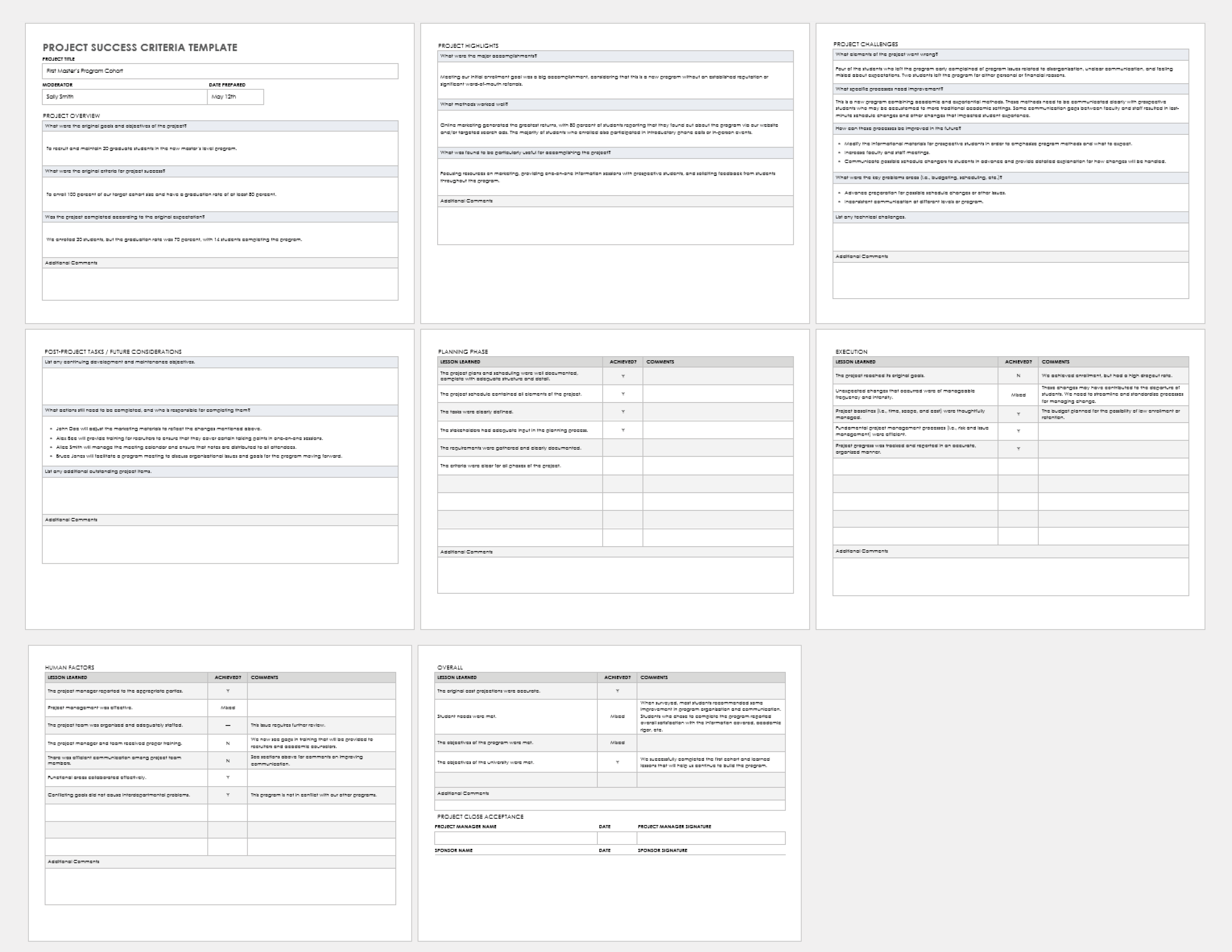 examples of requirements for successful projects